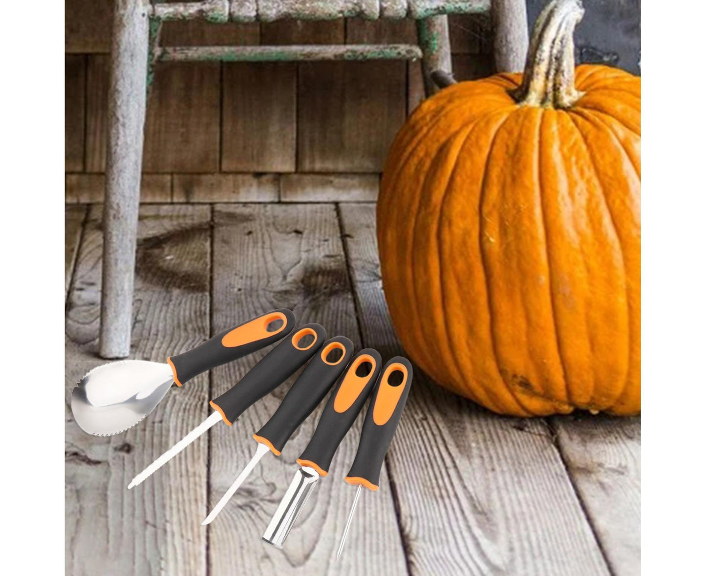 5Pcs/Set Ergonomic Pumpkin Carving Tools High Hardness Effective Stainless Steel Stable Pumpkin Carving Kit for Halloween Decor-5pcs/set