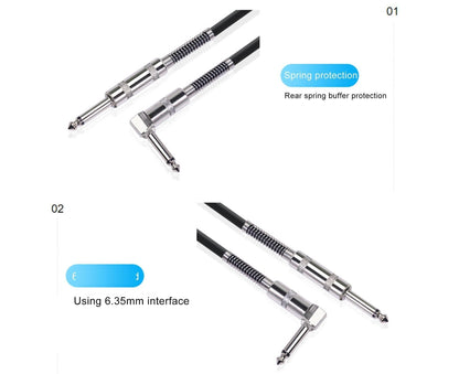 90 Degree Electric Guitar Audio Cable Musical Instruments Connecting Cord Line