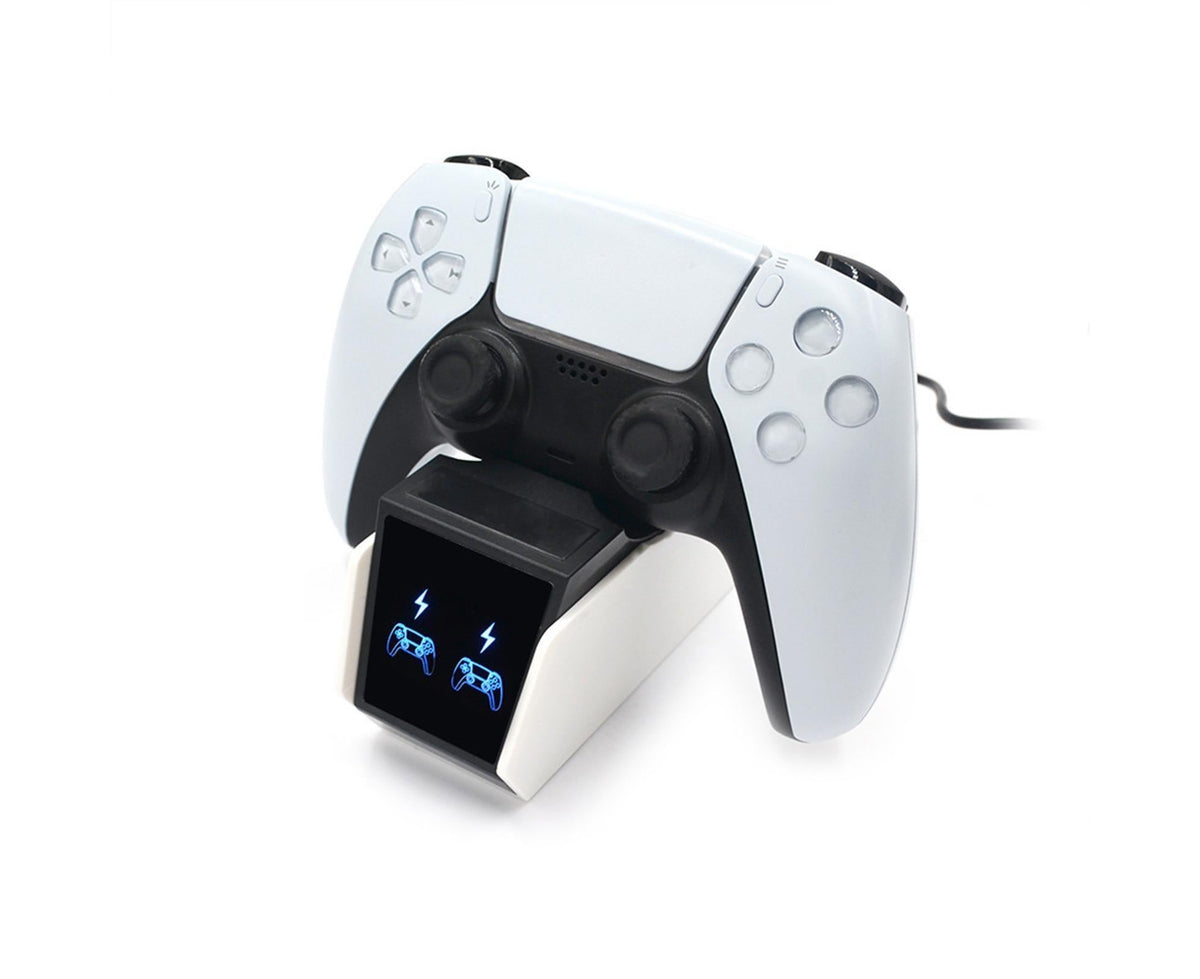 Durable Charging Stand Controller Fast Dual Charger for PlayStation 5 Gamepad Black White