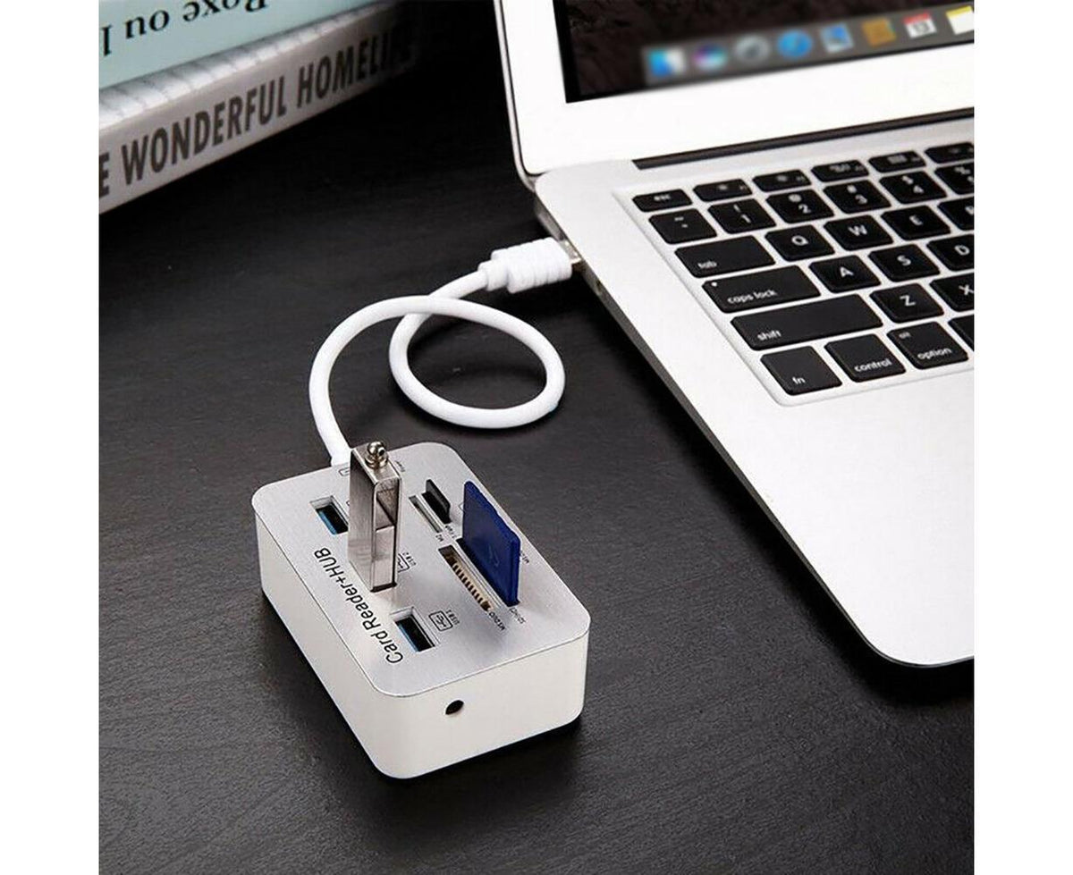 Multi-in-1 3 Ports USB 3.0 High Speed Hub Adapter with MS SD M2 TF Card Reader