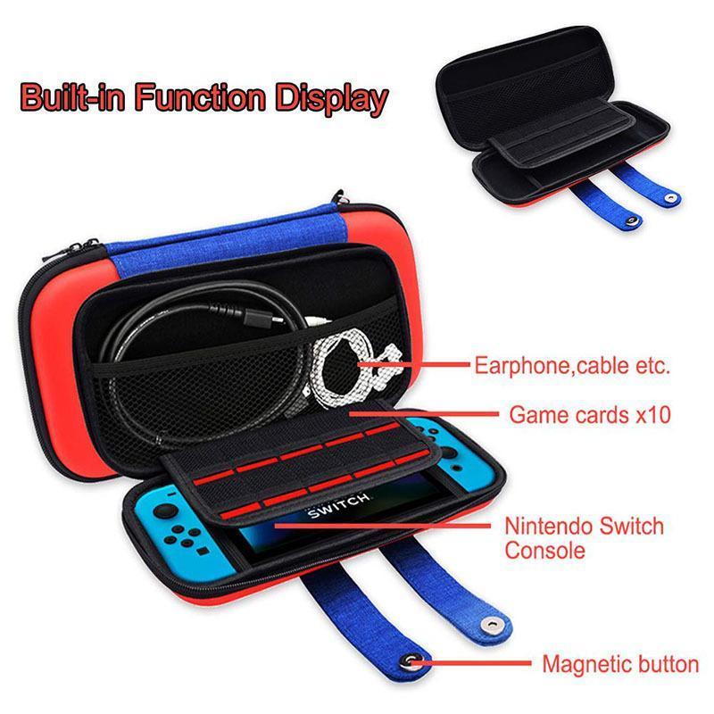 Carry Case Compatible with Nintendo Switch and New Switch OLED Console with Pockets for Accessories and Games-Red