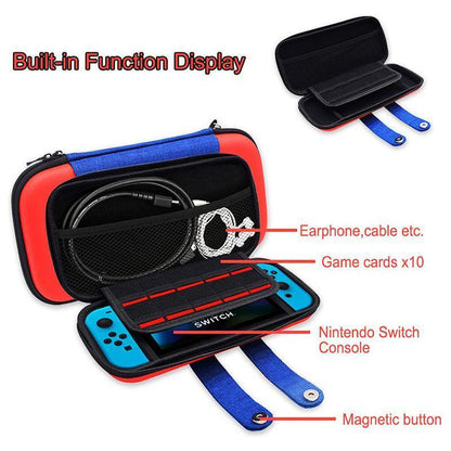 Carry Case Compatible with Nintendo Switch and New Switch OLED Console with Pockets for Accessories and Games-Red