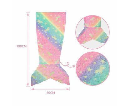 Mermaid Blanket Glow in The Dark Sleeping Bag Babies Birthday Gift Daughte-Pink Purple