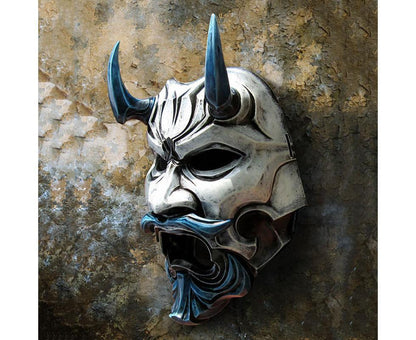 Samurai Uncle Oni Latex Mask Halloween Cosplay Props Horror Theme Decoration Toys for Uncle Oni Mask Latex