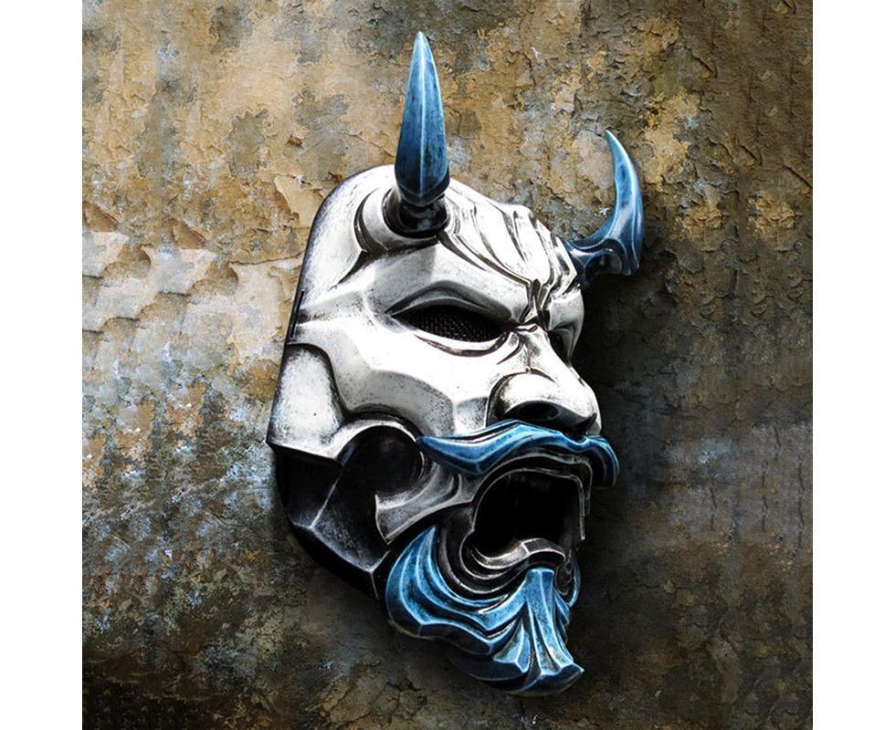 Samurai Uncle Oni Latex Mask Halloween Cosplay Props Horror Theme Decoration Toys for Uncle Oni Mask Latex