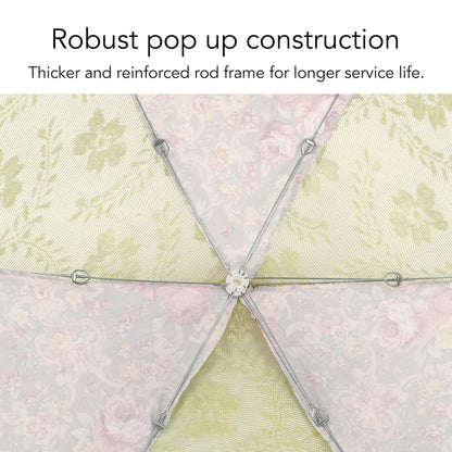 Mesh Food Cover Foldable Pop Up Food Cover Net Floral Print Food Tent for Home Outdoor Picnic Purple