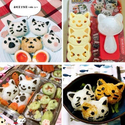 Rice Ball Mold Set Cat Lovely Rice Ball Mold Sushi Mold Pattern Sushi Kitchen Rice Mould Sandwich Diy Kitchen Tools