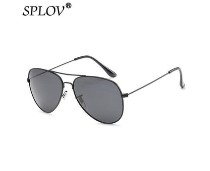 SPLOV Aviation Polarized Sunglasses Men and Women Brand Designer Pilot Sun Glasses Classic Coating Driving - Black Grey