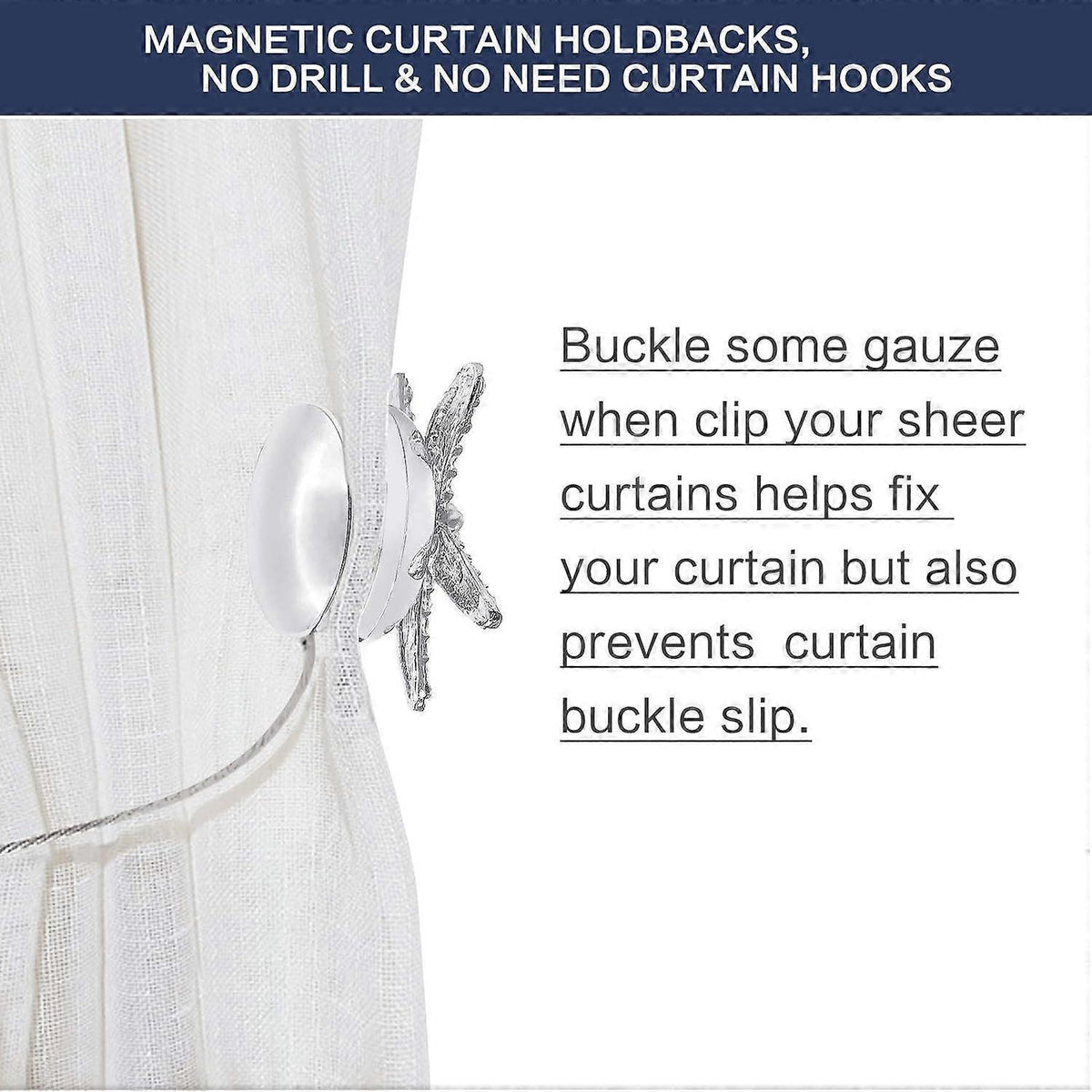 Set of 2 crystal hangers with silver padlocks for curtain buckles