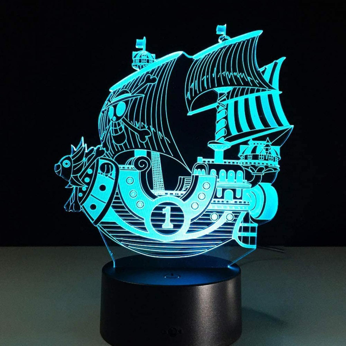 JUSTUP 3D Pirate Ship Nightlights 3D LED Night Light Table Desk Optical Illusion Lamps 7 Color Changing Lights for Girls babies babies Boys and Room Decor