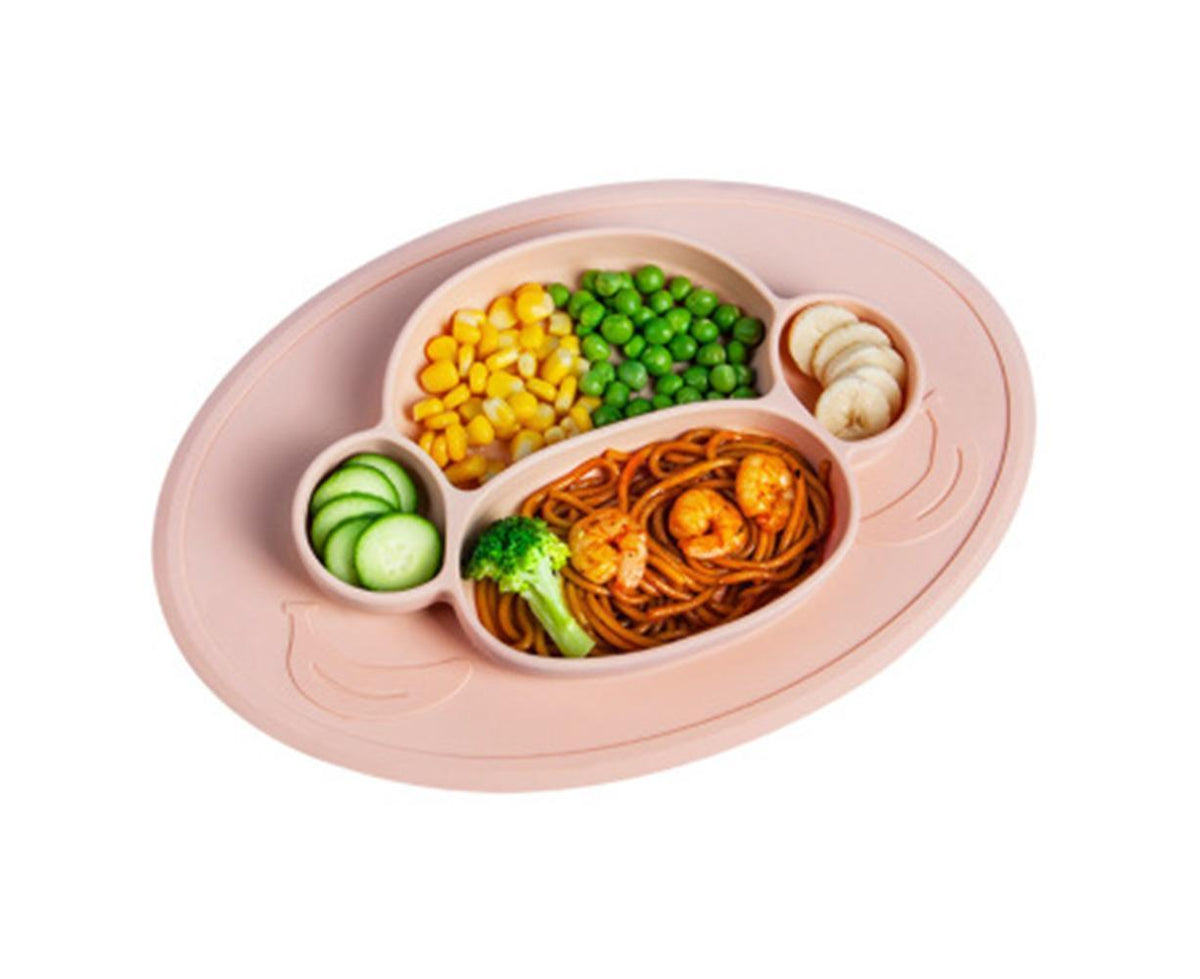 Silicone Divided Dinner Plate Suction Plate BPA Free , Dishwasher and Oven secure Fits Most Highchair Trays