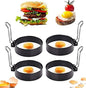 Stainless Steel Egg Rings, Omelette Mold, Non-Stick Egg Rings with Folding Handles, Round Egg Rings