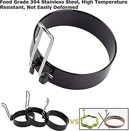 Stainless Steel Egg Rings, Omelette Mold, Non-Stick Egg Rings with Folding Handles, Round Egg Rings