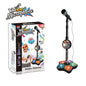 Babies Microphone with Stand, Singing Toys for Girls and Boys with Music and Light, Adjustable Standing Babies Karaoke Machine with Light - Black