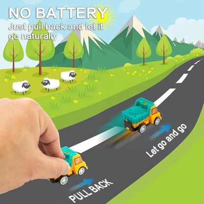 12Pcs Easter Eggs with Mini Pull-Back Cars, Stuffed Easter Eggs, for Boys and Girls