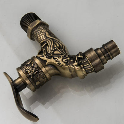 Indoor Bathroom Faucet Carved Wall Bibcock Mount Retro Decorative Faucet Outdoor Garden Faucets Washing Machine Mop Antique