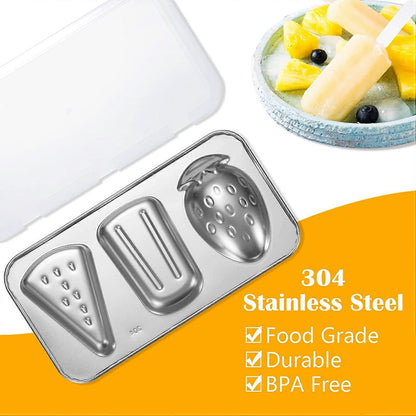 Stainless Steel Popsicle Molds - BPA-Free Reusable Set with Sticks & Lids