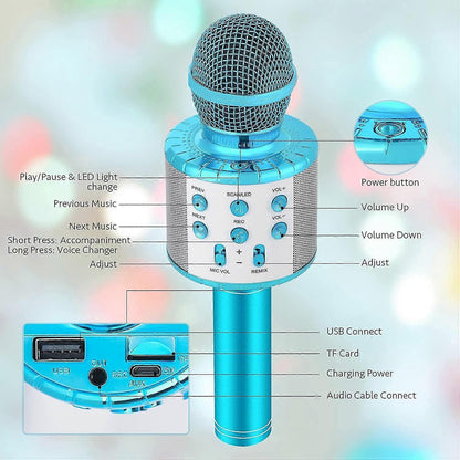 Portable Wireless Handheld Karaoke Microphone - babies Microphone