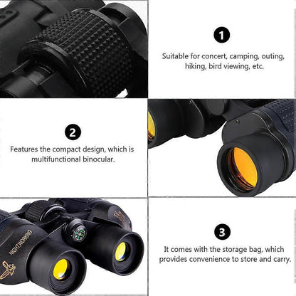 60x60 Compact Binoculars for Outdoor Activities High Power Binocular