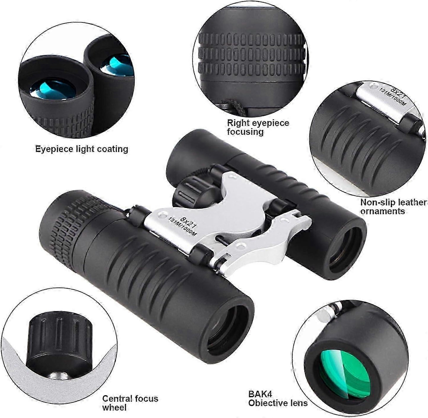 8x21 HD Binoculars for Adults and Babies Waterproof Easy Focus Compact Binoculars