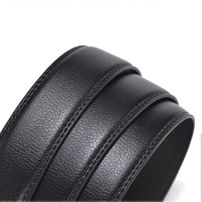 2pcs Men's Genuine Leather Belts for Jeans, Youth Black Leather Belts
