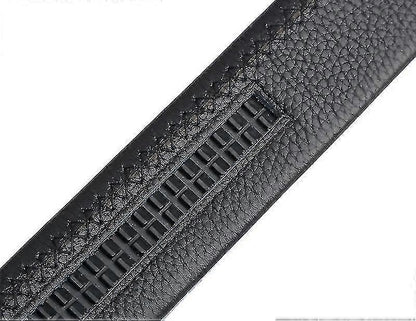 Men's Leather Belt with Automatic Buckle, Litchi Grain Business Style