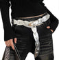 Star Studded Silver Leather Belt for Women, Y2K Fashion Accessories