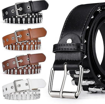 120cm Punk Studded Leather Belt for Women, Men & Girls