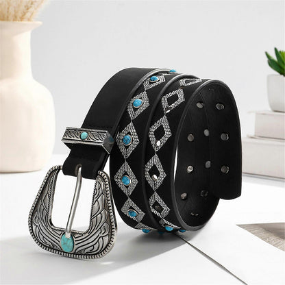 Cream PU Leather Belt, Adjustable Unisex Punk Waist Belt for Casual Wear