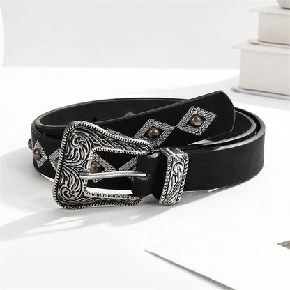 Cream PU Leather Belt, Adjustable Unisex Punk Waist Belt for Casual Wear