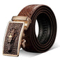 Men's 115cm Crocodile Pattern Cow Leather Belt with Automatic Buckle