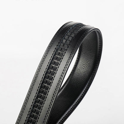 Men's Genuine Leather Work Belt, Casual Jeans Belt with Automatic Buckle Black