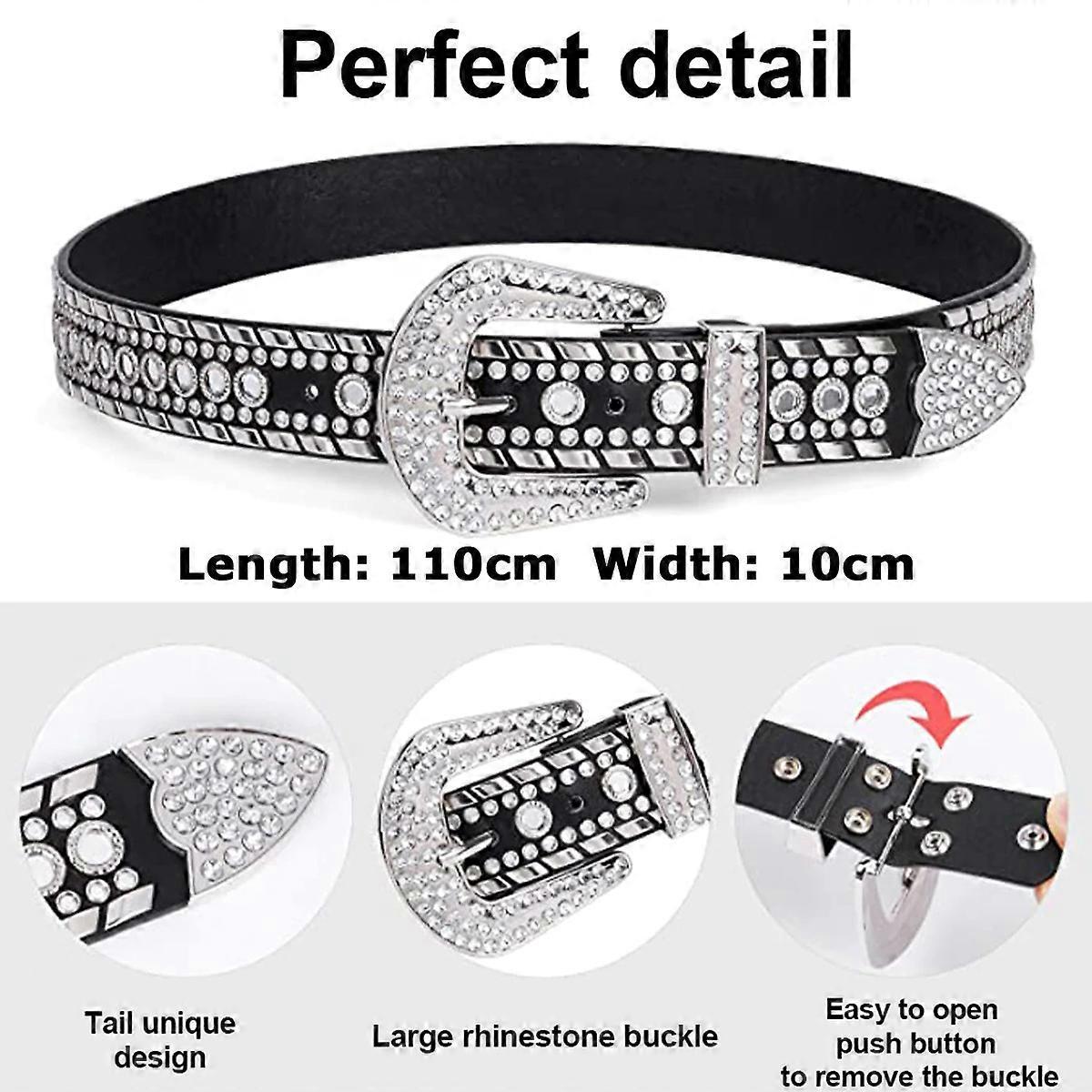 Women's Rhinestone Studded Leather Belt for Jeans