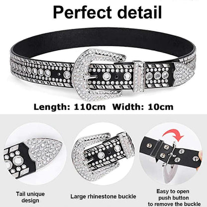 Women's Rhinestone Studded Leather Belt for Jeans