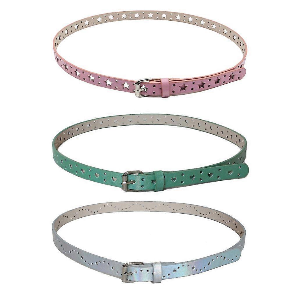 Women's Faux Leather Jeans Belt with Thin Hollow Pattern