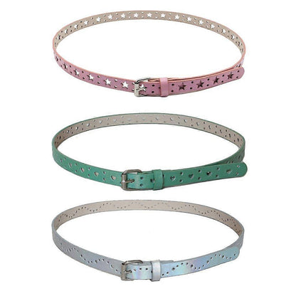Women's Faux Leather Jeans Belt with Thin Hollow Pattern