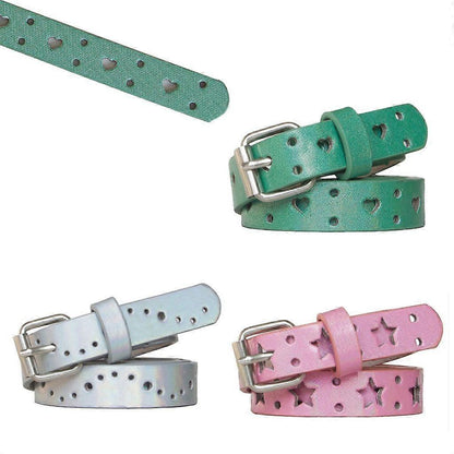 Women's Faux Leather Jeans Belt with Thin Hollow Pattern