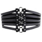Women's Gothic Punk Wide Faux Leather Corset Waist Belt with Rivets