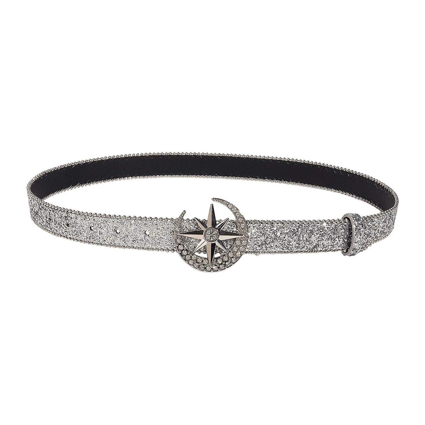 Women's Skinny Rhinestone PU Leather Belt for Costume Waist Strap