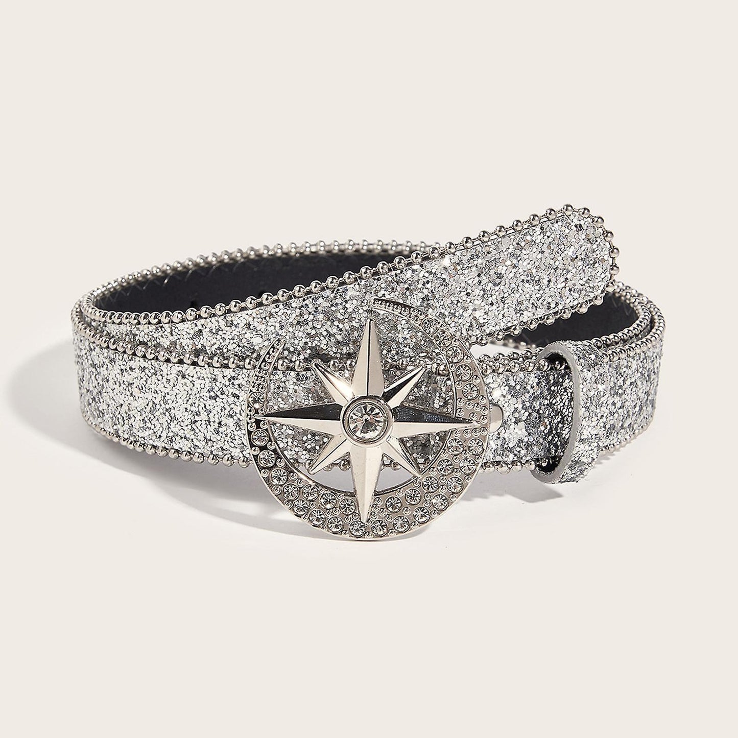 Women's Skinny Rhinestone PU Leather Belt for Costume Waist Strap