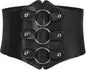 Women's 83cm Wide Leather Corset Belt with Studs, Elastic Waist Design