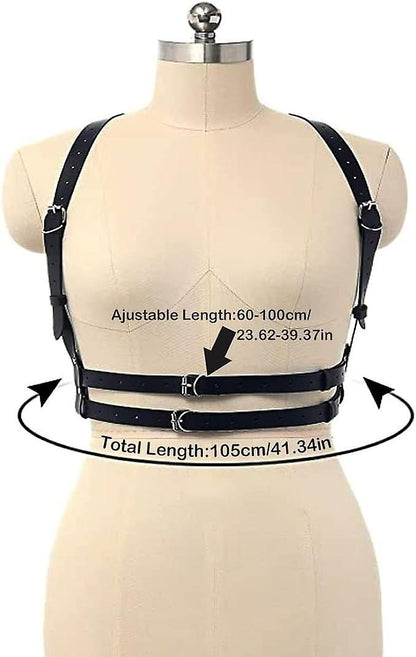 Women's Leather Body Chain Belt with Back Strap Design