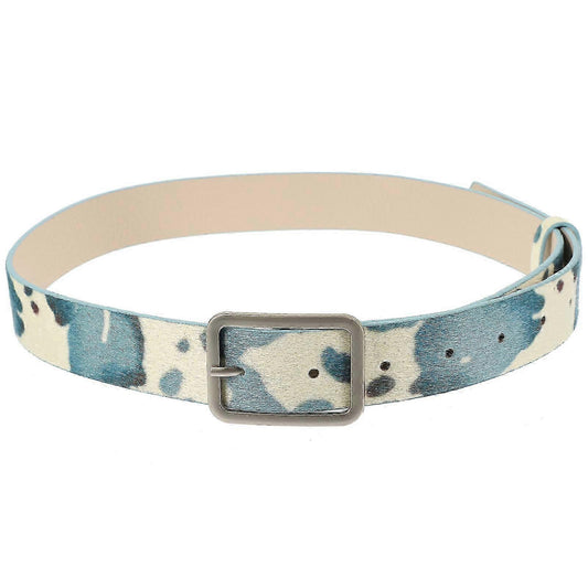 Cow Print Cowgirl Leather Belt for Women, Adjustable Jeans Waist Belt