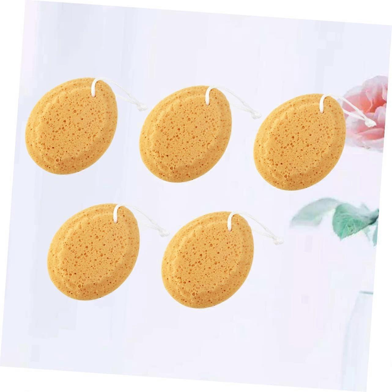 5pcs African Net Sponge, Loofah Bath Shower Body Scrubber - Brown