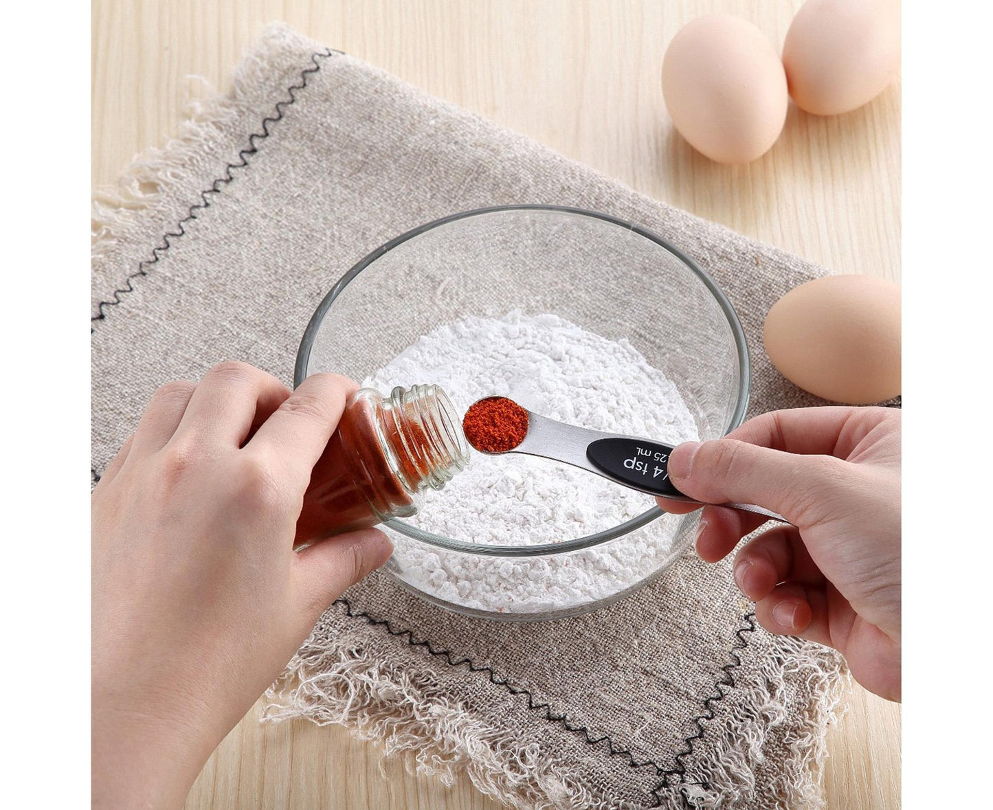 Double-heads Measuring Spoon Stainless Steel Kitchen Gadget-Black