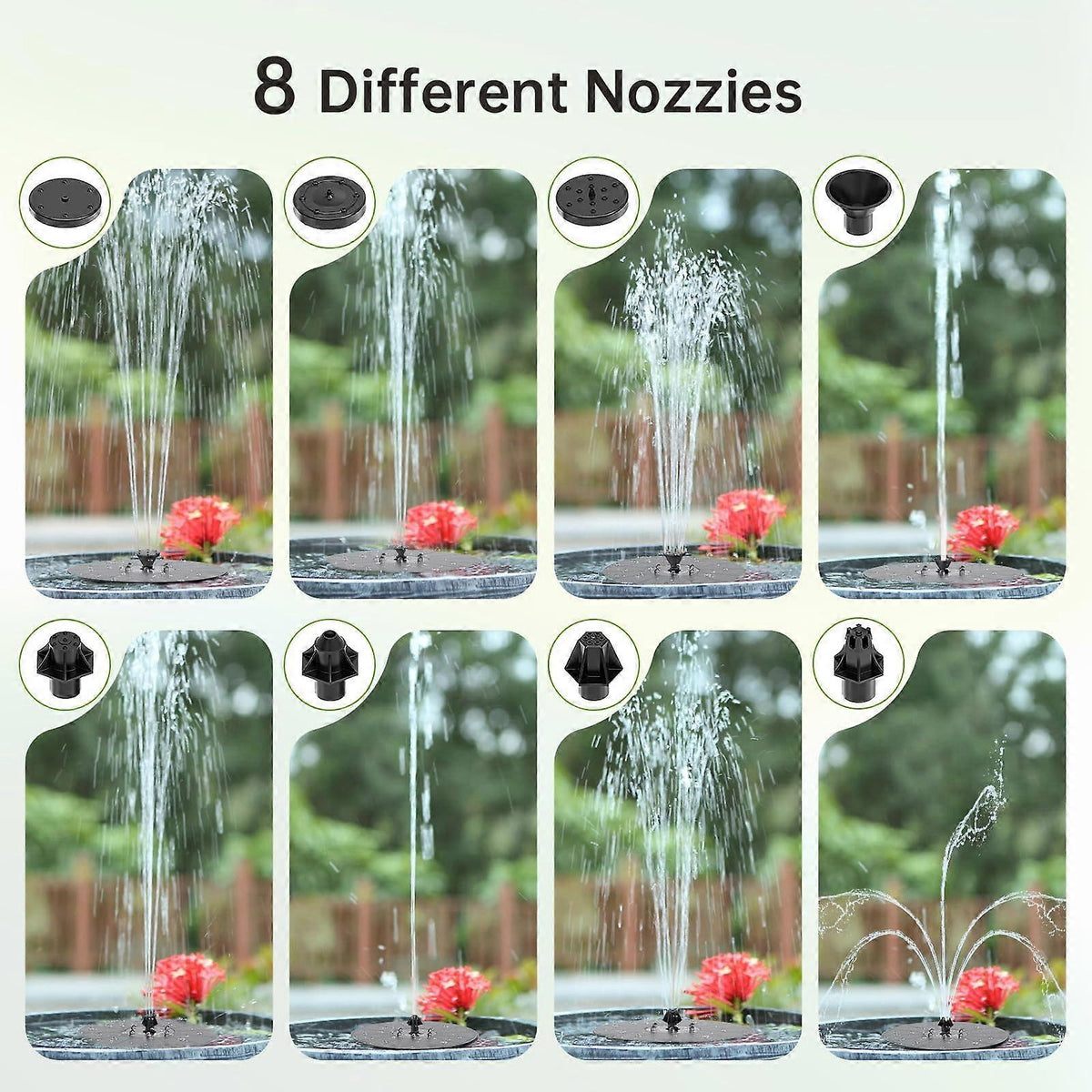 Solar Water Fountain with 8 Jet Lights Floating Solar Pump