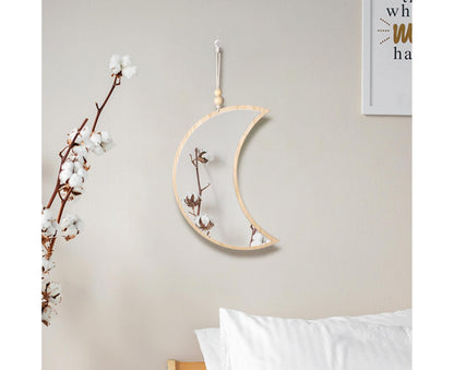 Moon Shape Mirror Decor for Bedroom-Natural