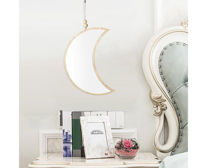 Moon Shape Mirror Decor for Bedroom-Natural