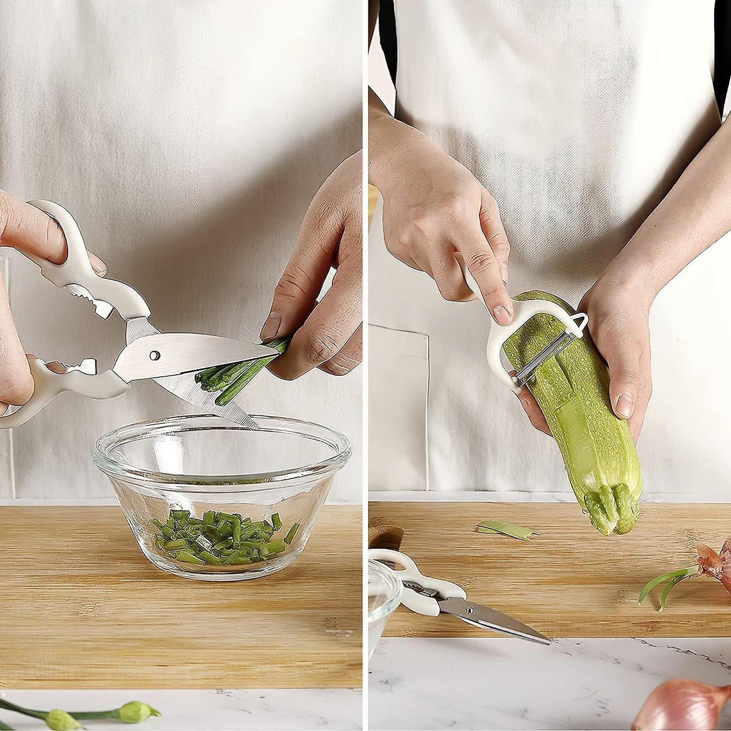 5-Piece Kitchen Gadget Set - Stainless Steel with Wooden Handles, Storage Box