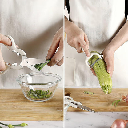 5-Piece Kitchen Gadget Set - Stainless Steel with Wooden Handles, Storage Box